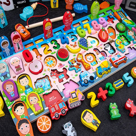 Large educational set  Montessori system: eco-friendly toys for preschool children