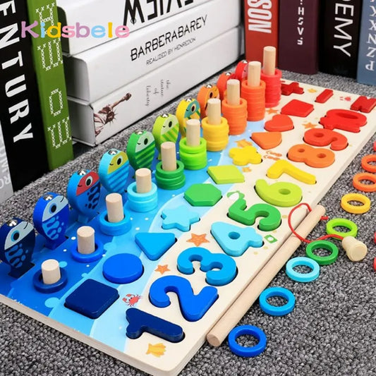 Montessori developmental set: eco-friendly colorful letters and numbers, figures with magnets for play