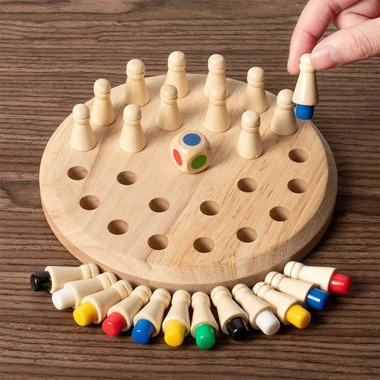 Wooden chess for children with a round board: an eco-friendly educational game according to the Montessori system