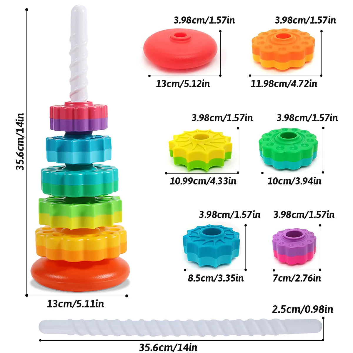 Montessori educational toy set - multicolored pyramid