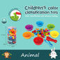 Set of figures "Animals": colorful figures with containers. Educational game Montessori system